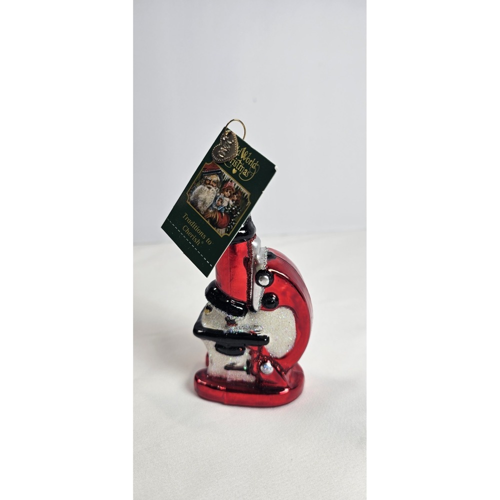 Old World Christmas ornament:‎ red/black Microscope (2019) NEW